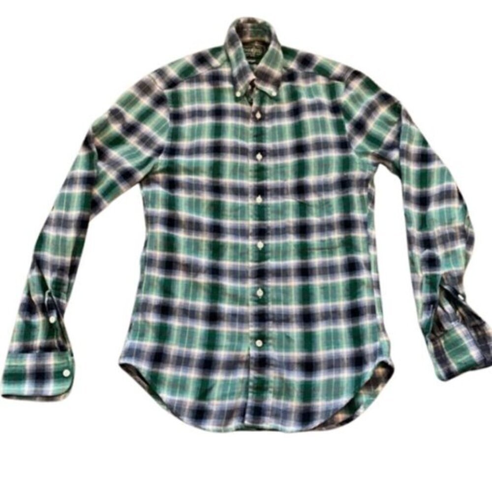 Gitman Bros Vintage Blue Flannel XS Made in USA Shirt